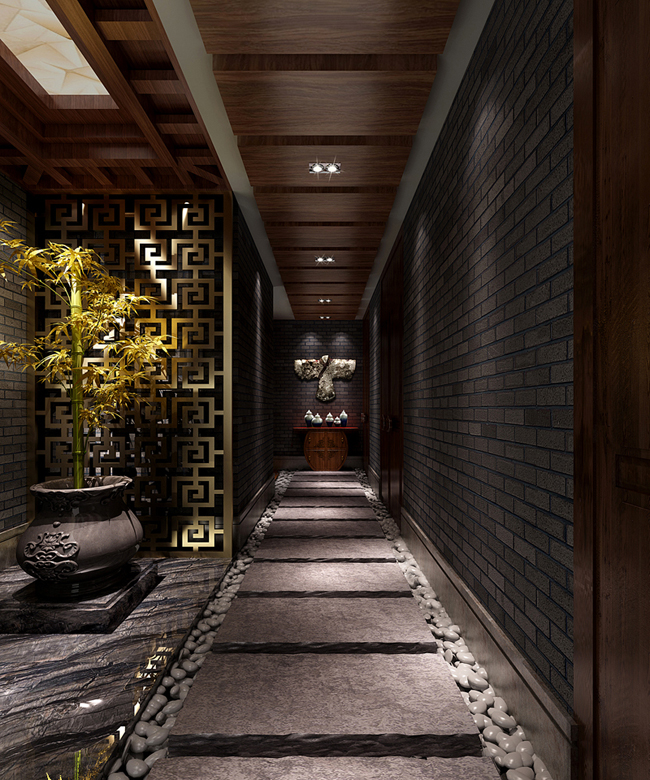 甬路上敷設汀步 四合院裝修設計圖片借鑒