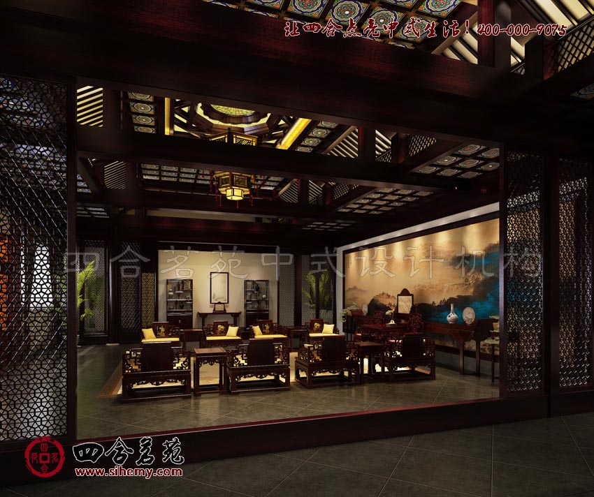 經(jīng)典空間裝飾典雅的表現(xiàn) 鄉(xiāng)村四合院裝修設(shè)計(jì)大堂效果圖