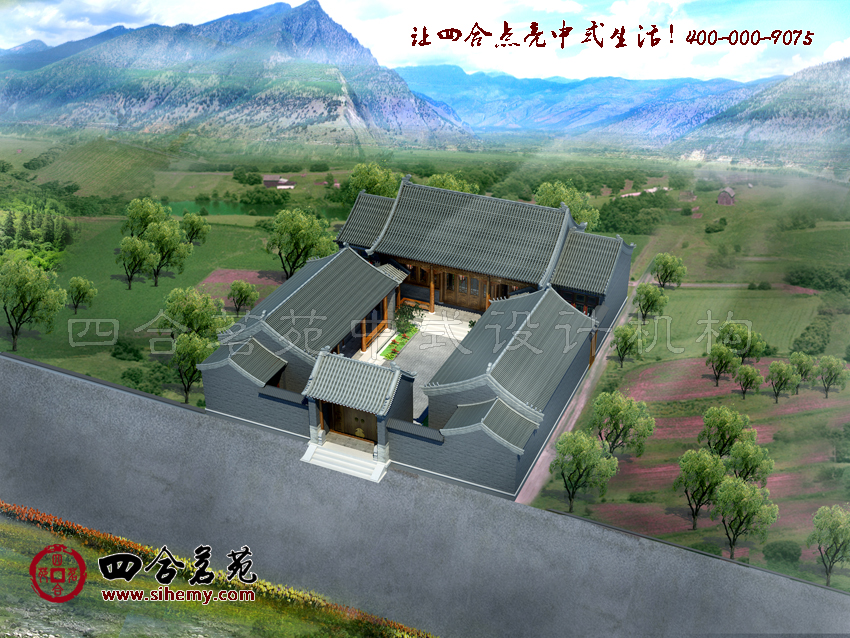 整齊如畫(huà)般的庭院分布 鄉(xiāng)村四合院裝修設(shè)計(jì)鳥(niǎo)瞰