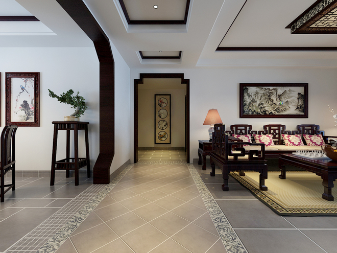 現(xiàn)代四合院走廊設(shè)計效果圖 現(xiàn)代中式四合院過道設(shè)計效果
